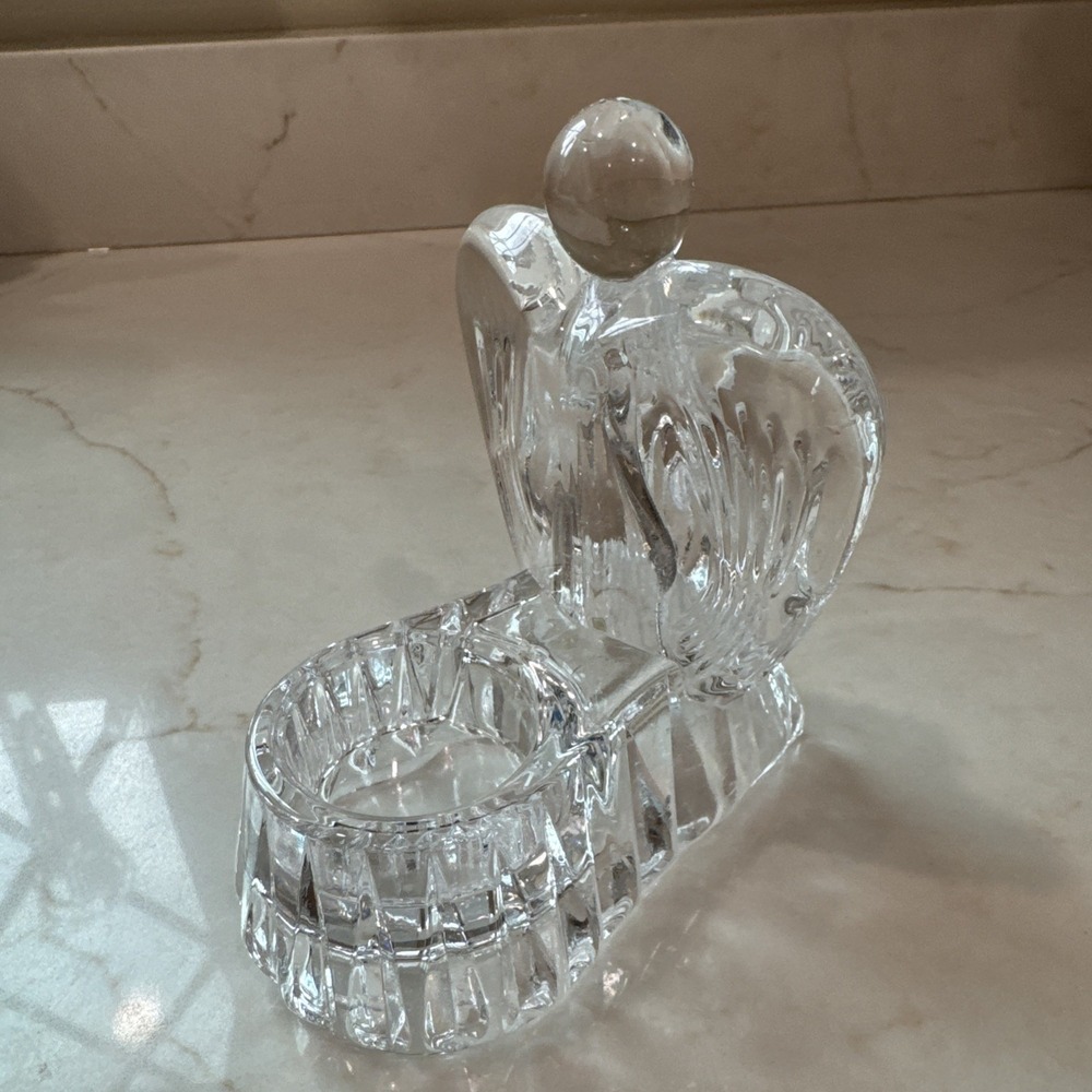 USA Crystal/Cristal Lead DePlomb Clear Glass Heavy Angel Votive Candle Holder - Picture 4 of 8